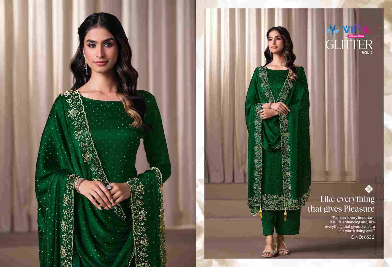 Glitter Vol-2 By Vipul Fashion 6531 To 6536 Series Designer Festive Suits Beautiful Fancy Stylish Colorful Party Wear & Occasional Wear Satin Chiffon With Embroidery Dresses At Wholesale Price