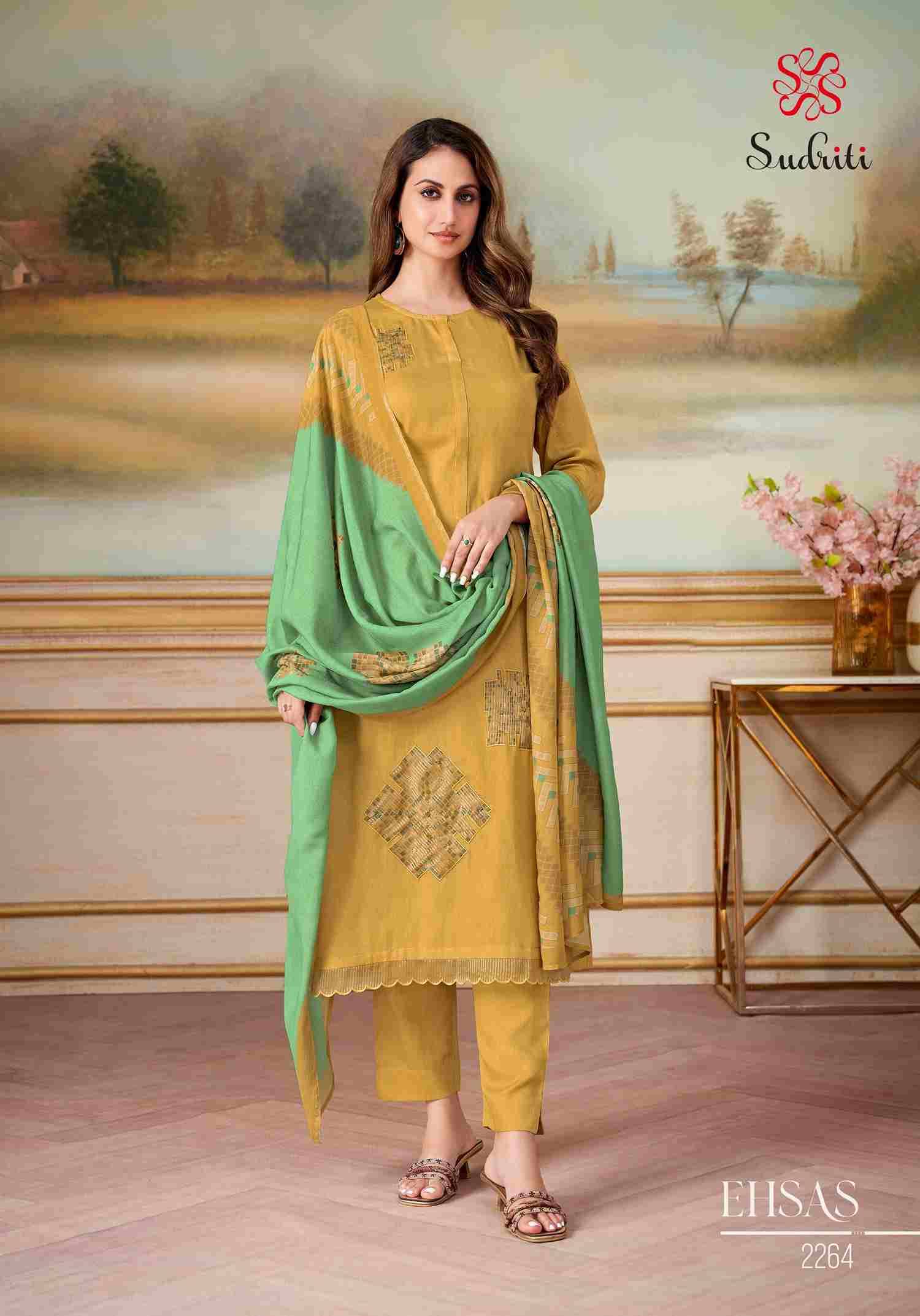 Ehsas By Sudriti Beautiful Stylish Festive Suits Fancy Colorful Casual Wear & Ethnic Wear & Ready To Wear Satin Print Dresses At Wholesale Price