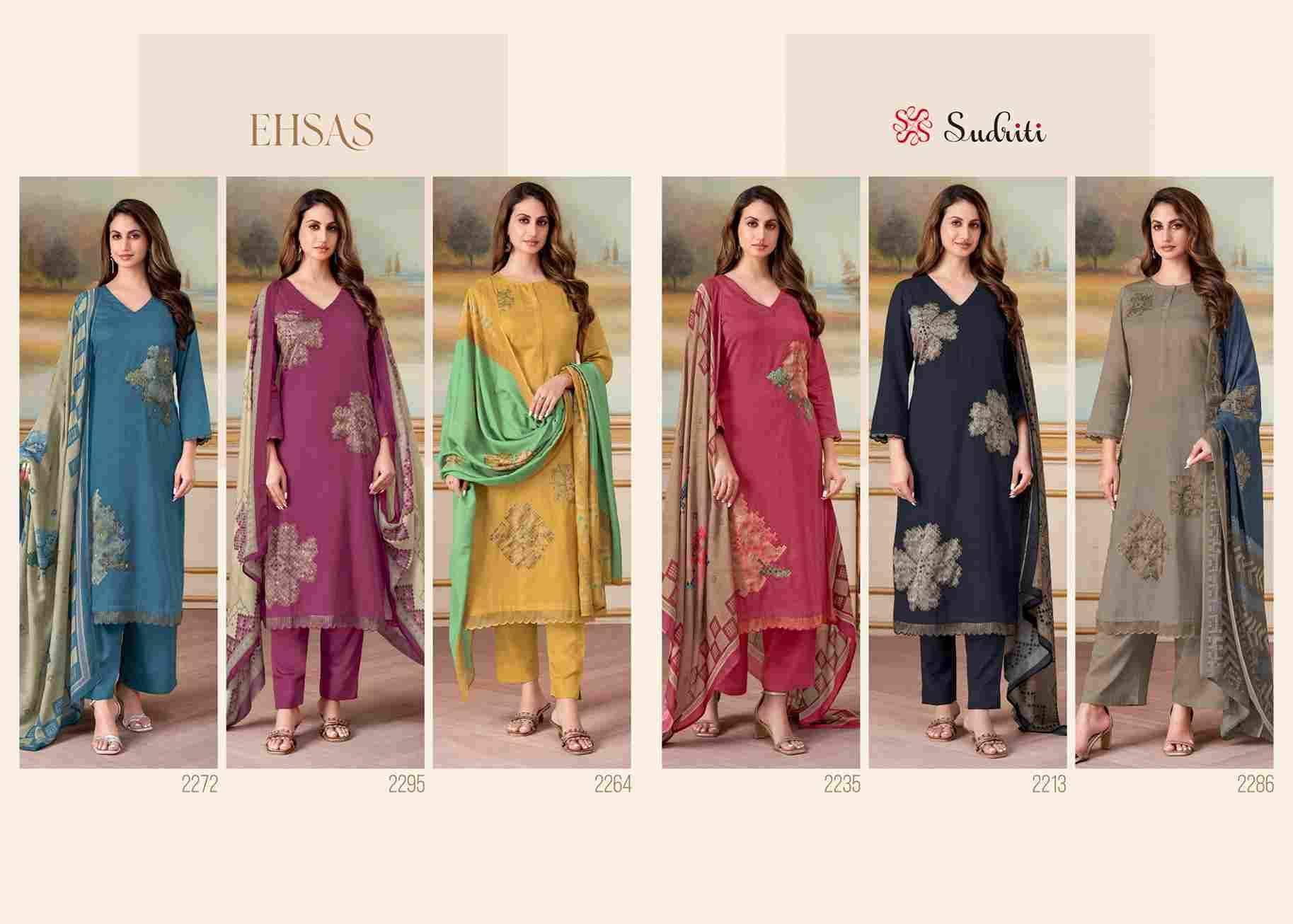 Ehsas By Sudriti Beautiful Stylish Festive Suits Fancy Colorful Casual Wear & Ethnic Wear & Ready To Wear Satin Print Dresses At Wholesale Price