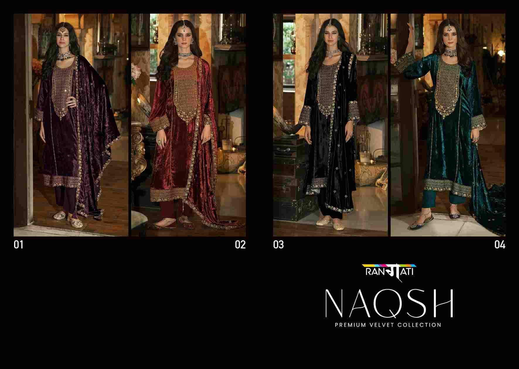 Naqsh By Rangati 01 To 04 Series Designer Festive Suits Beautiful Fancy Colorful Stylish Party Wear & Occasional Wear Silk Velvet Dresses At Wholesale Price