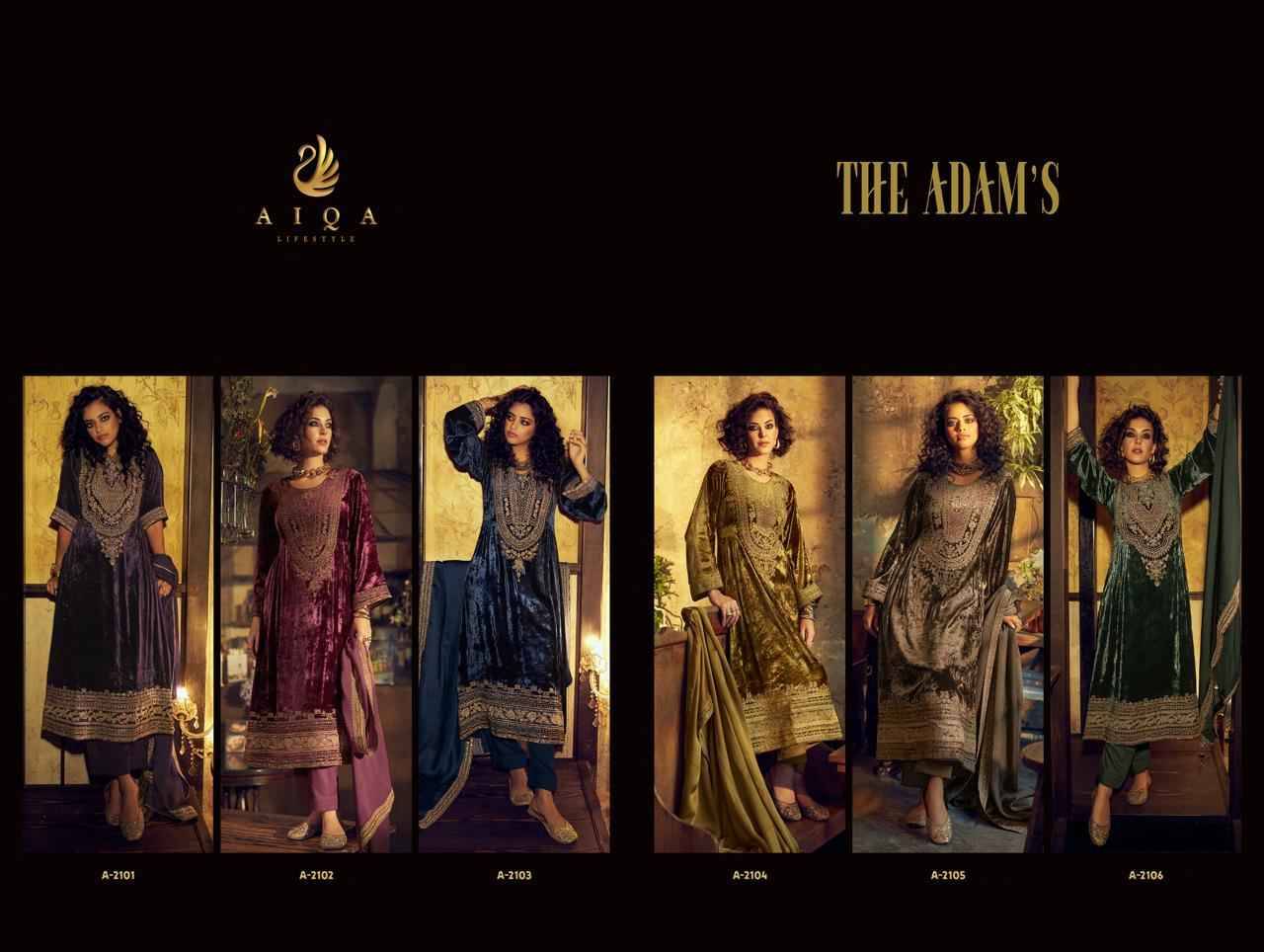 The Adams By Aiqa 2101 To 2106 Series Beautiful Festive Suits Colorful Stylish Fancy Casual Wear & Ethnic Wear Pure Viscose Velvet Dresses At Wholesale Price