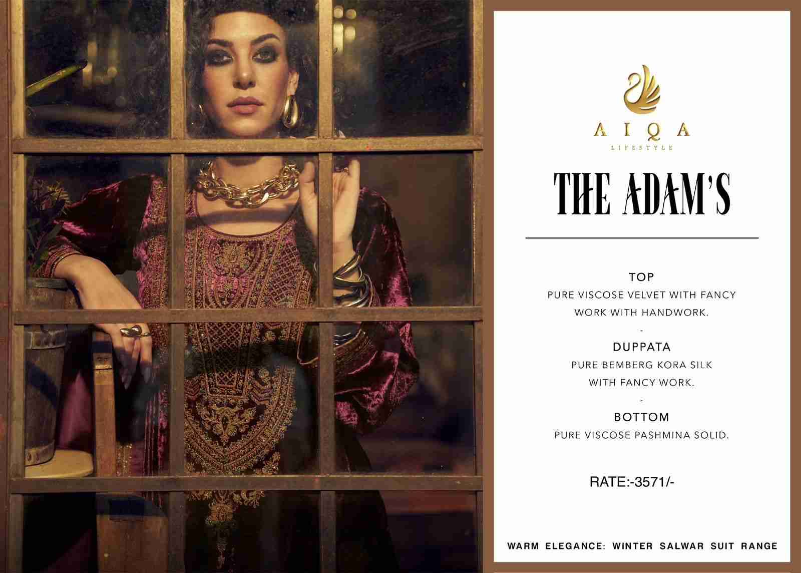 The Adams By Aiqa 2101 To 2106 Series Beautiful Festive Suits Colorful Stylish Fancy Casual Wear & Ethnic Wear Pure Viscose Velvet Dresses At Wholesale Price