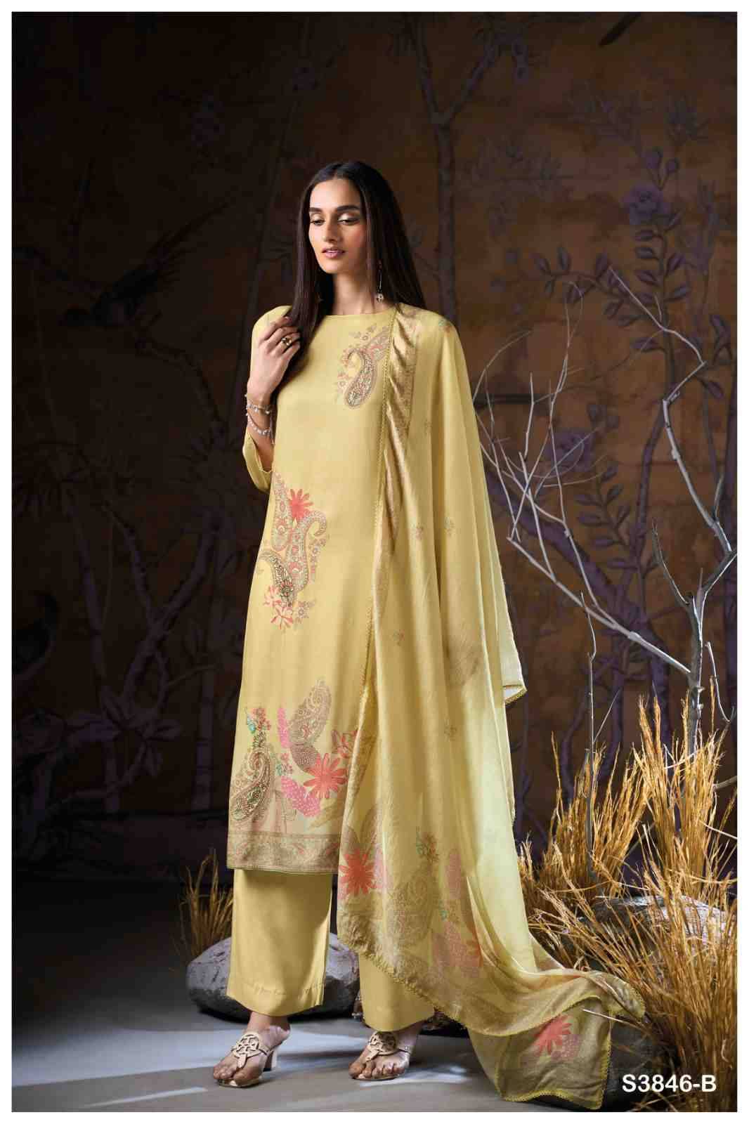 Ivriel-3846 By Ganga Fashion 3846-A To 3846-D Series Beautiful Festive Suits Colorful Stylish Fancy Casual Wear & Ethnic Wear Pure Pashmina Dresses At Wholesale Price