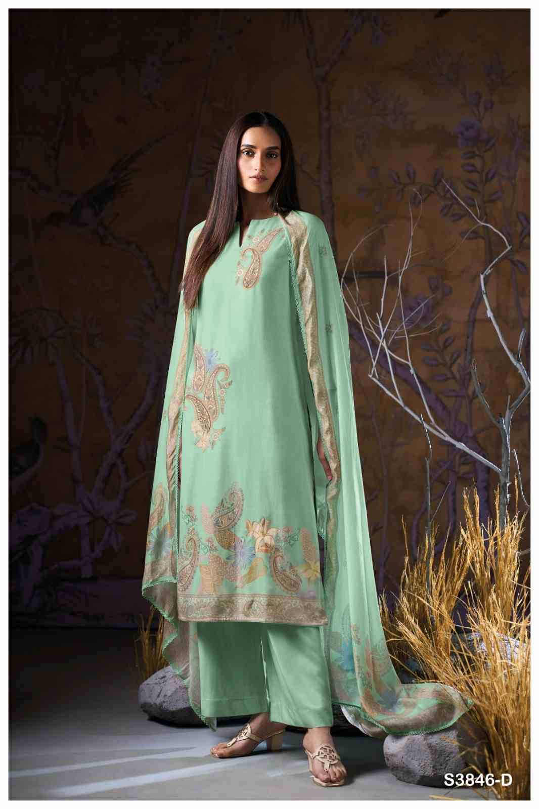 Ivriel-3846 By Ganga Fashion 3846-A To 3846-D Series Beautiful Festive Suits Colorful Stylish Fancy Casual Wear & Ethnic Wear Pure Pashmina Dresses At Wholesale Price