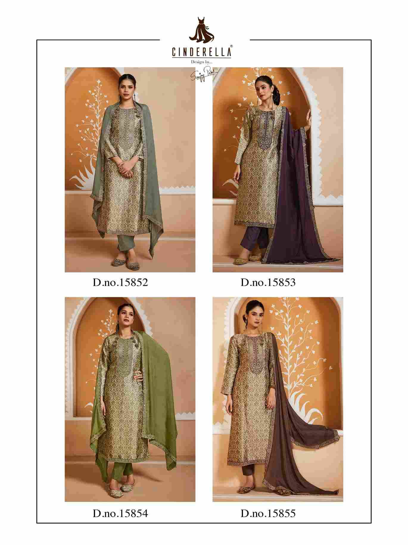 Glorious By Cinderella 15852 To 15855 Series Beautiful Stylish Festive Suits Fancy Colorful Casual Wear & Ethnic Wear & Ready To Wear Silk Jacquard Dresses At Wholesale Price