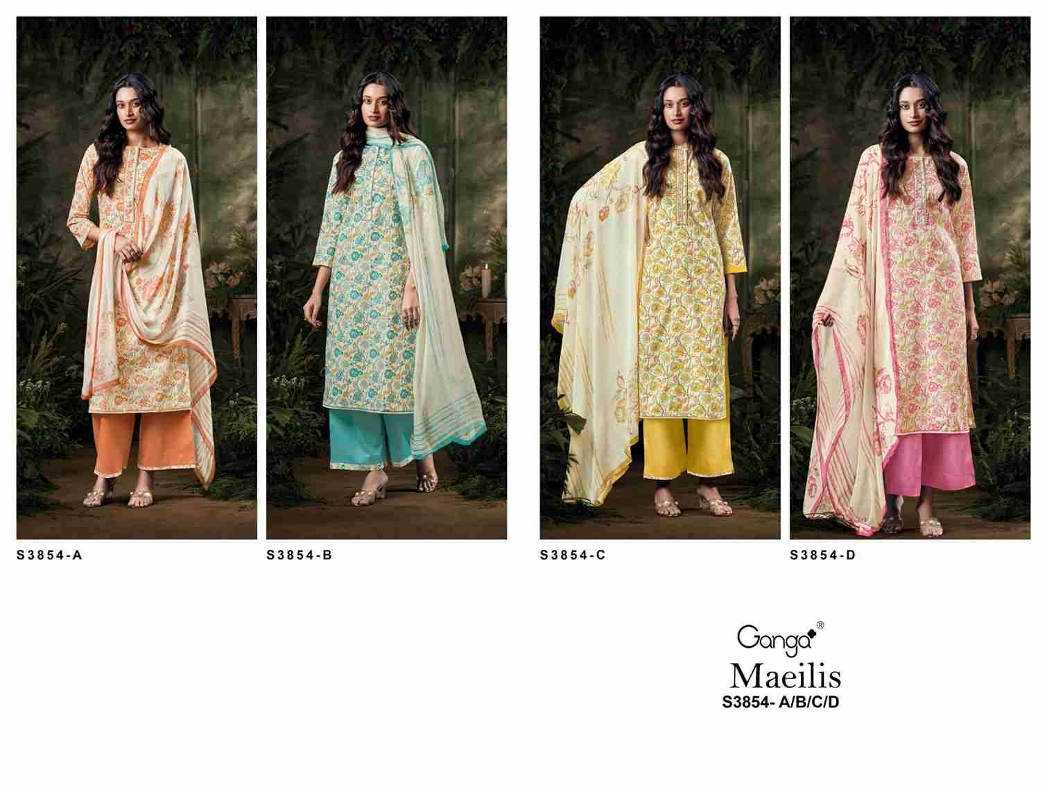Maeilis-3854 By Ganga Fashion 3854-A To 3854-D Series Beautiful Festive Suits Colorful Stylish Fancy Casual Wear & Ethnic Wear Pure Pashmina Dresses At Wholesale Price
