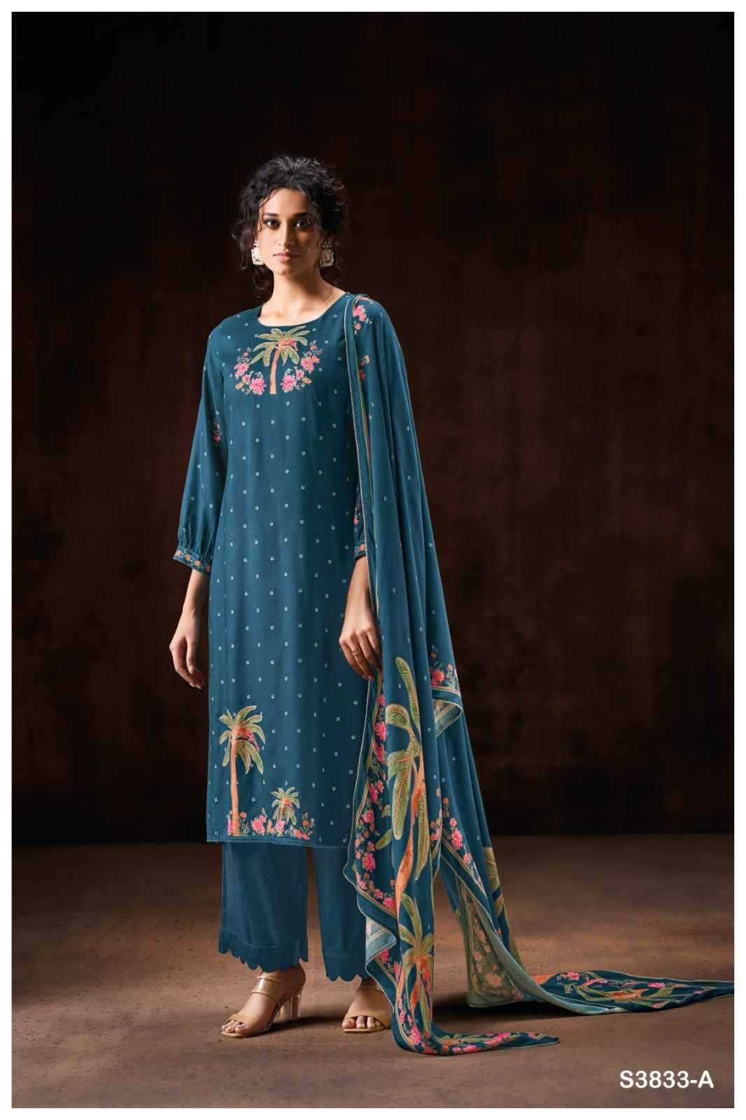 Miraelle-3833 By Ganga Fashion 3833-A To 3833-D Series Beautiful Festive Suits Colorful Stylish Fancy Casual Wear & Ethnic Wear Pure Pashmina Dresses At Wholesale Price