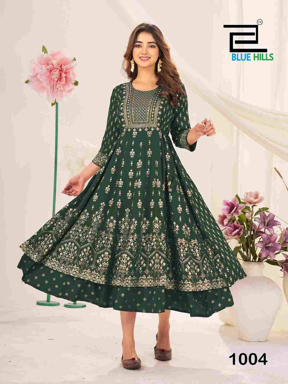 Jyotika By Blue Hills 1001 To 1004 Series Beautiful Stylish Fancy Colorful Casual Wear & Ethnic Wear Rayon Foil Gowns At Wholesale Price