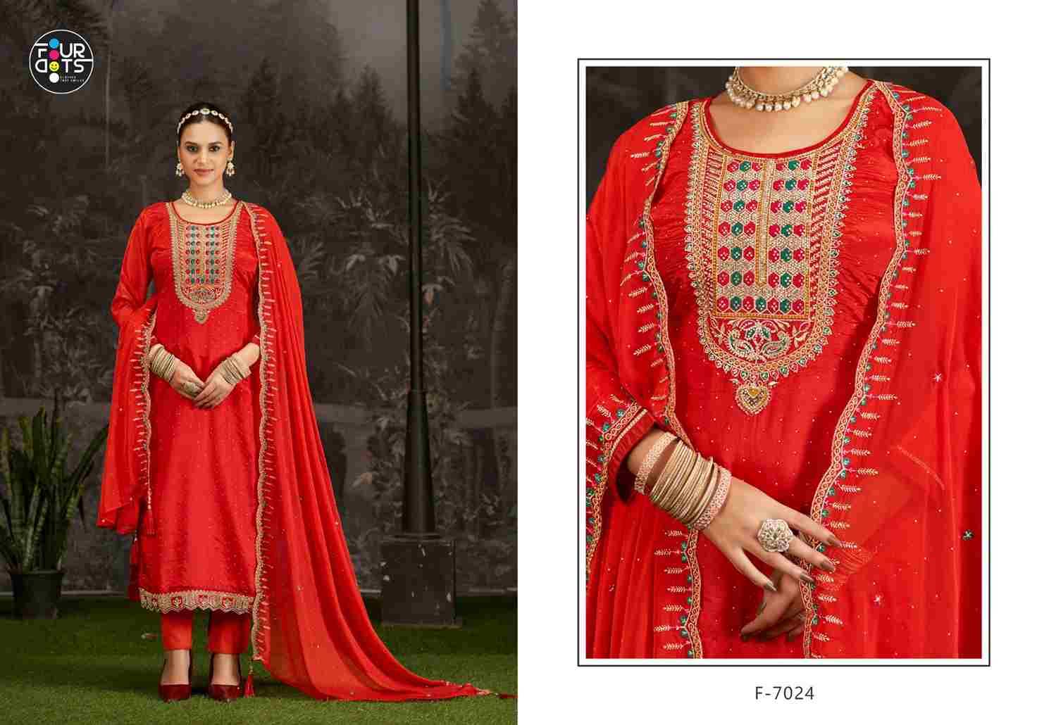 Manjali By Four Dots 7021 To 7024 Series Designer Stylish Fancy Colorful Beautiful Party Wear & Ethnic Wear Collection Organza Dresses At Wholesale Price