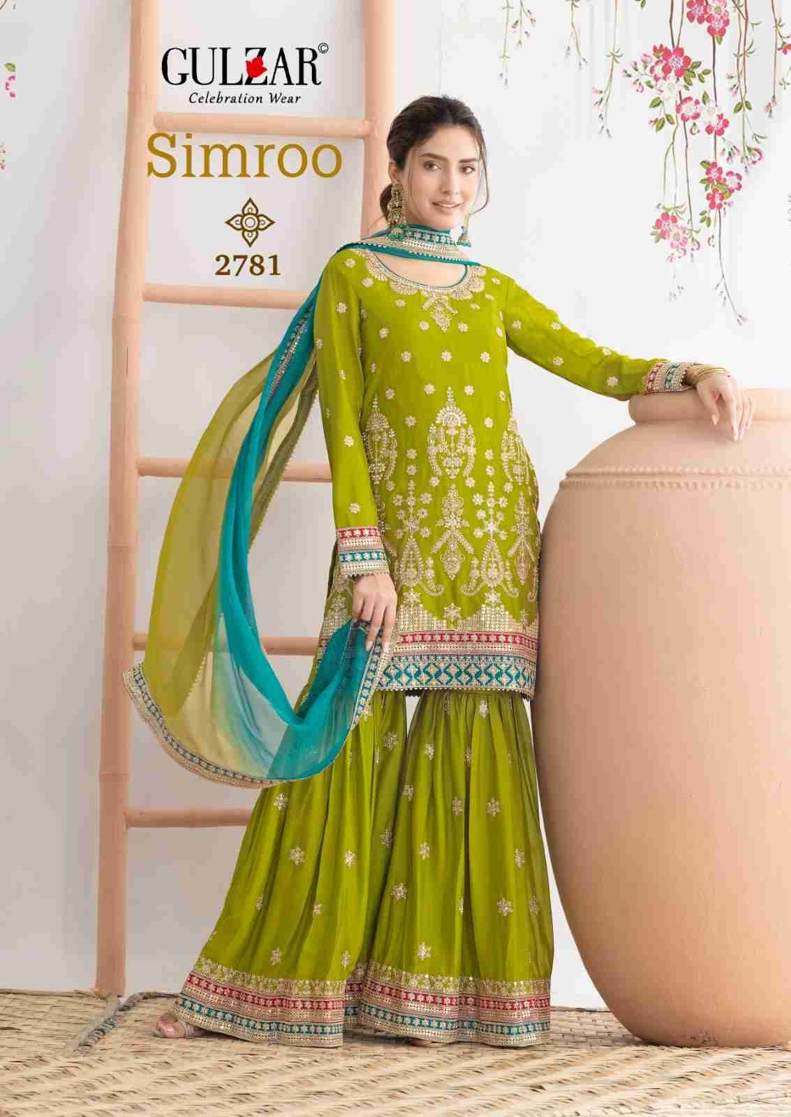 Simroo By Gulzar 2781 To 2783 Series Beautiful Sharara Suits Colorful Stylish Fancy Casual Wear & Ethnic Wear Chinnon Dresses At Wholesale Price