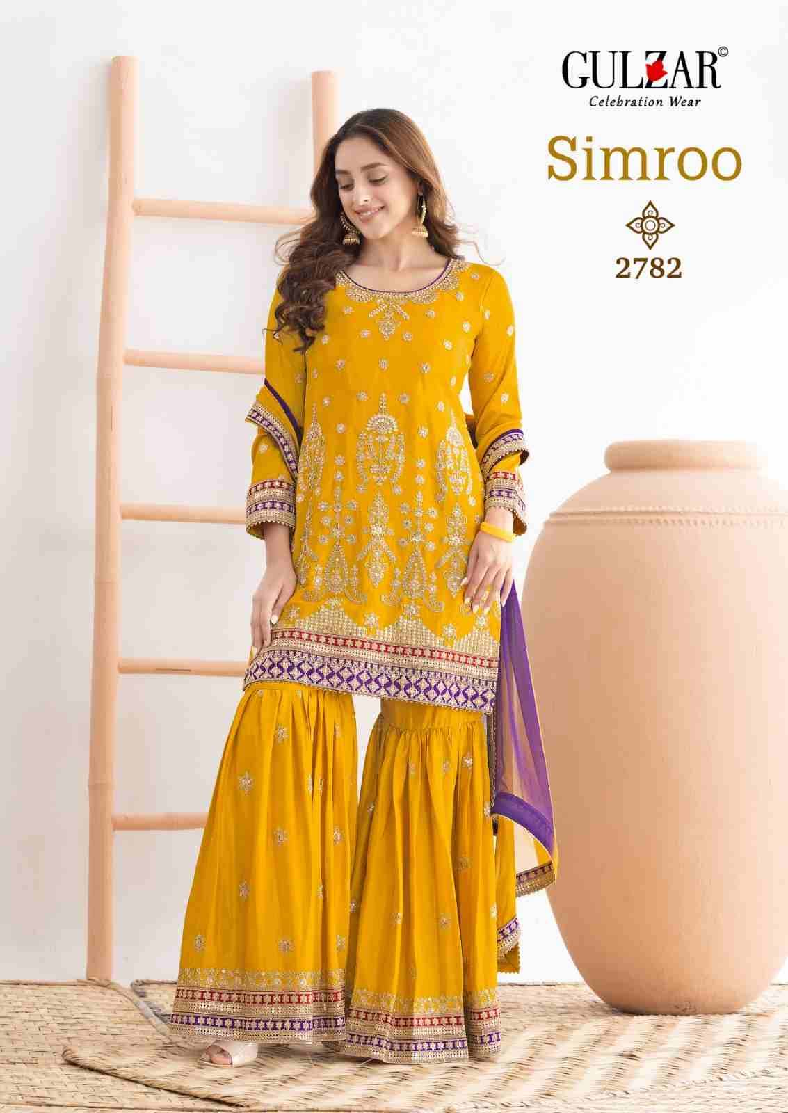 Simroo By Gulzar 2781 To 2783 Series Beautiful Sharara Suits Colorful Stylish Fancy Casual Wear & Ethnic Wear Chinnon Dresses At Wholesale Price