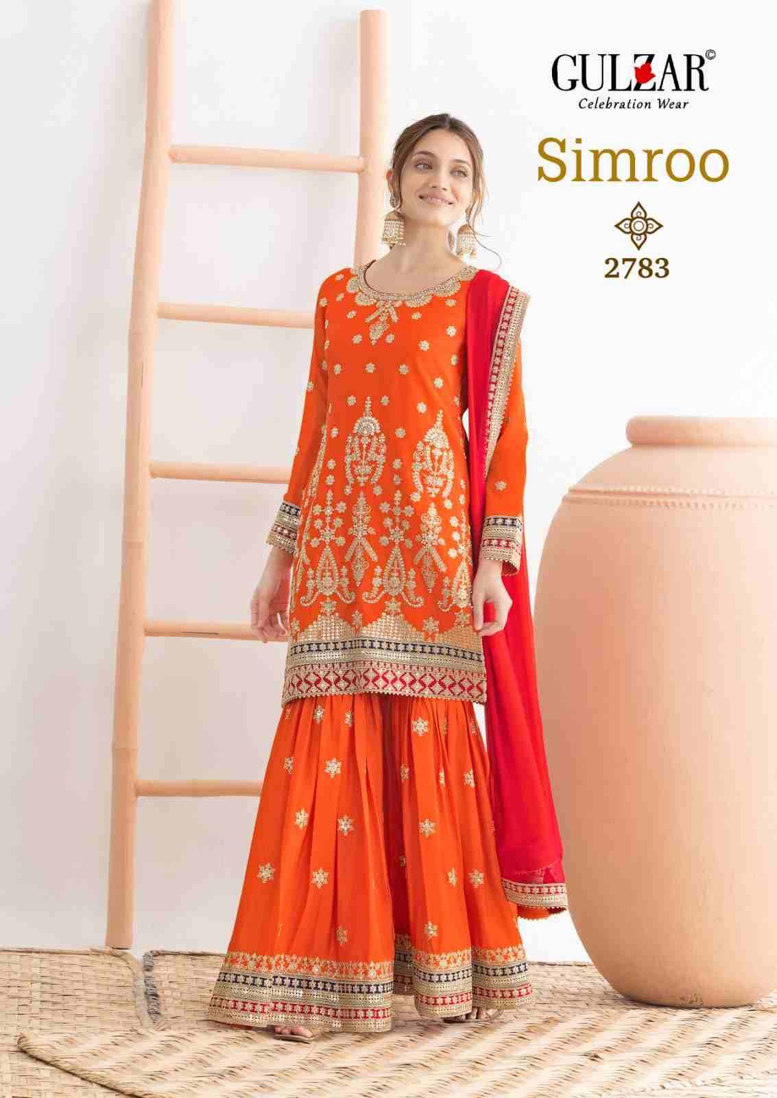 Simroo By Gulzar 2781 To 2783 Series Beautiful Sharara Suits Colorful Stylish Fancy Casual Wear & Ethnic Wear Chinnon Dresses At Wholesale Price