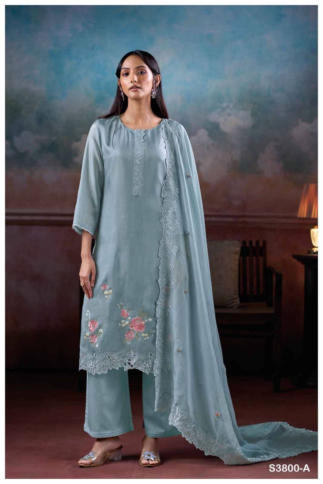 Alzora-3800 By Ganga Fashion 3800-A To 3800-B Series Beautiful Festive Suits Colorful Stylish Fancy Casual Wear & Ethnic Wear Pure Bemberg Silk Dresses At Wholesale Price