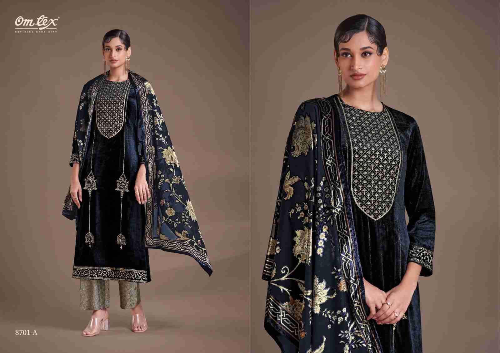 Ritha Vol-24 By Om Tex 8701-A To 8701-D Series Beautiful Festive Suits Colorful Stylish Fancy Casual Wear & Ethnic Wear Viscose Velvet Dresses At Wholesale Price