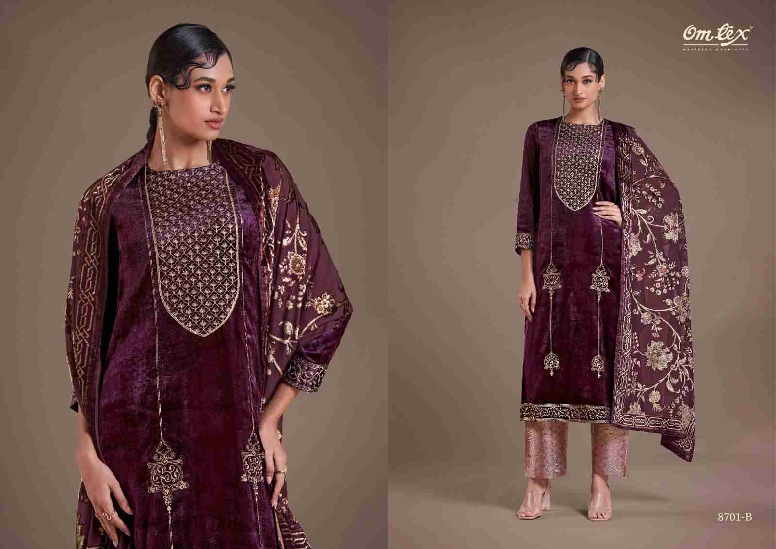 Ritha Vol-24 By Om Tex 8701-A To 8701-D Series Beautiful Festive Suits Colorful Stylish Fancy Casual Wear & Ethnic Wear Viscose Velvet Dresses At Wholesale Price