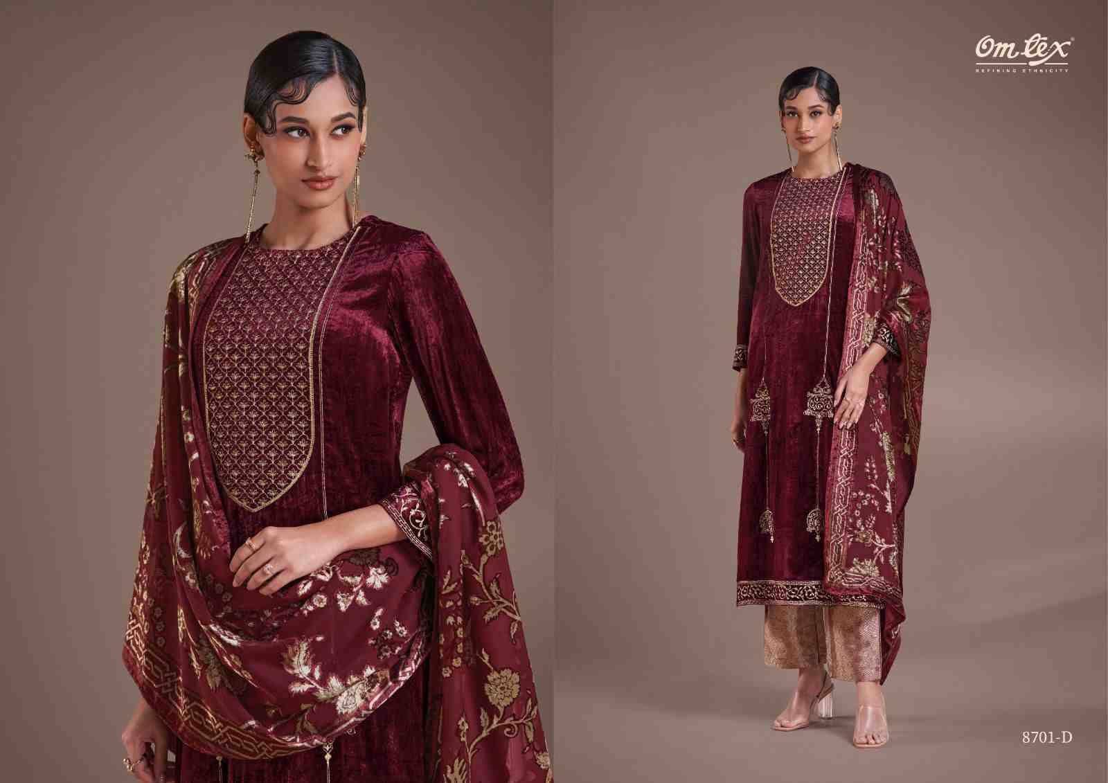 Ritha Vol-24 By Om Tex 8701-A To 8701-D Series Beautiful Festive Suits Colorful Stylish Fancy Casual Wear & Ethnic Wear Viscose Velvet Dresses At Wholesale Price