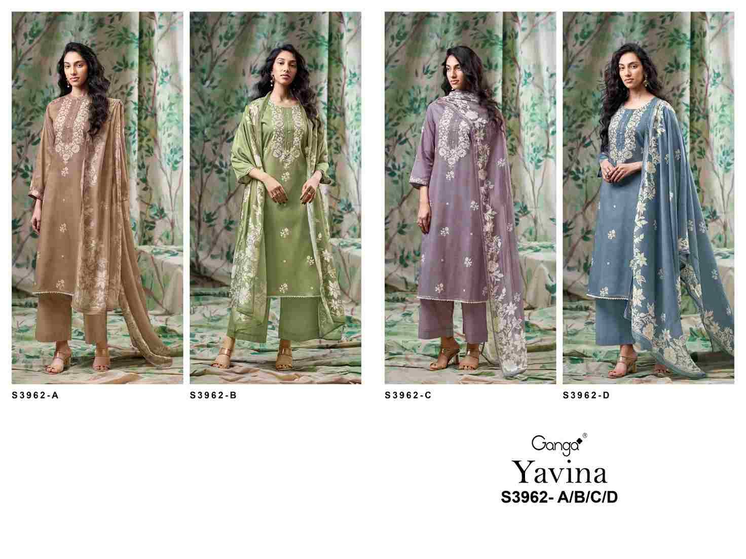 Yavina-3962 By Ganga Fashion 3962-A To 3962-D Series Beautiful Festive Suits Colorful Stylish Fancy Casual Wear & Ethnic Wear Pure Pashmina Dresses At Wholesale Price