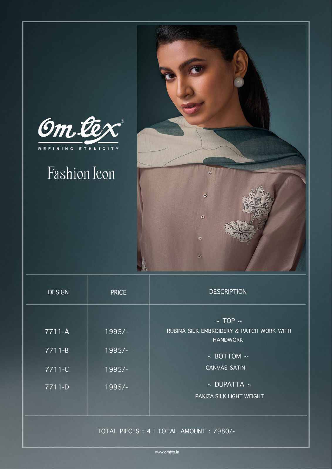 Fashion Icon By Om Tex 7711-A To 7711-D Series Beautiful Festive Suits Colorful Stylish Fancy Casual Wear & Ethnic Wear Silk Dresses At Wholesale Price
