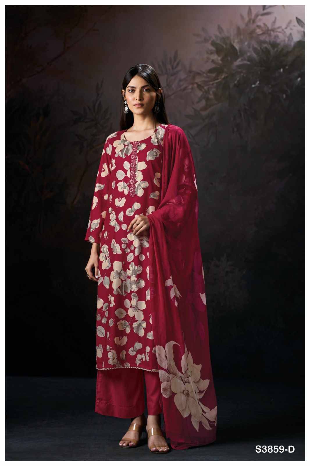 Cassie-3859 By Ganga Fashion 3859-A To 3859-D Series Beautiful Festive Suits Colorful Stylish Fancy Casual Wear & Ethnic Wear Pure Pashmina Dresses At Wholesale Price