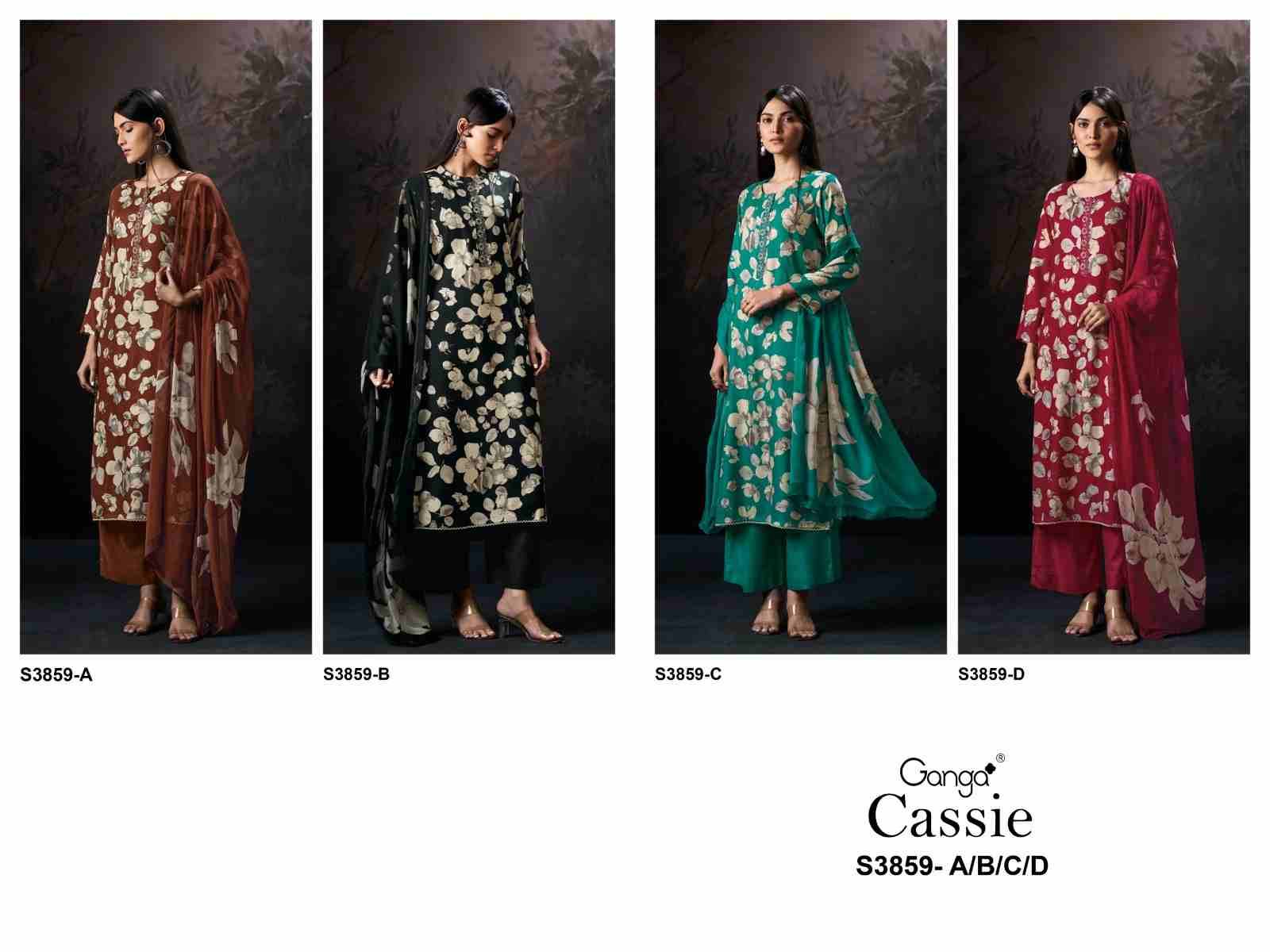 Cassie-3859 By Ganga Fashion 3859-A To 3859-D Series Beautiful Festive Suits Colorful Stylish Fancy Casual Wear & Ethnic Wear Pure Pashmina Dresses At Wholesale Price