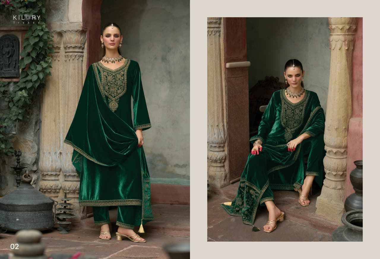 Shehzaadi By Kilory 01 To 06 Series Beautiful Festive Suits Colorful Stylish Fancy Casual Wear & Ethnic Wear Pure Velvet Dresses At Wholesale Price