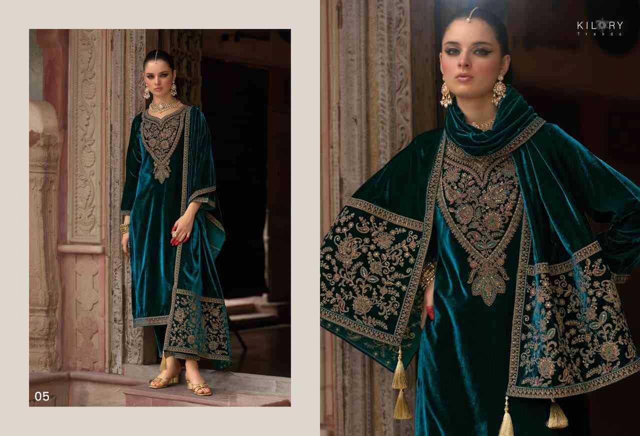 Shehzaadi By Kilory 01 To 06 Series Beautiful Festive Suits Colorful Stylish Fancy Casual Wear & Ethnic Wear Pure Velvet Dresses At Wholesale Price