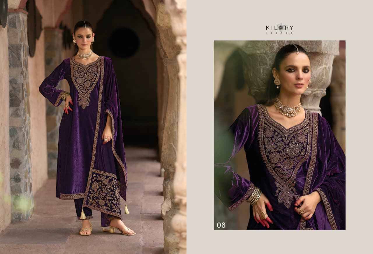 Shehzaadi By Kilory 01 To 06 Series Beautiful Festive Suits Colorful Stylish Fancy Casual Wear & Ethnic Wear Pure Velvet Dresses At Wholesale Price