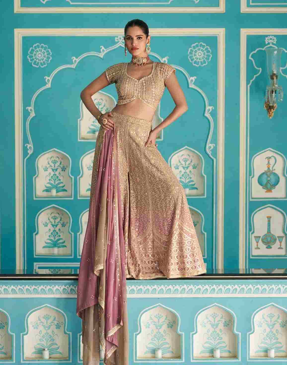 Laskara By Sayuri 5760 To 5764 Series Designer Stylish Fancy Colorful Beautiful Party Wear & Ethnic Wear Collection Georgette Crop Top With Bottom And Dupatta At Wholesale Price