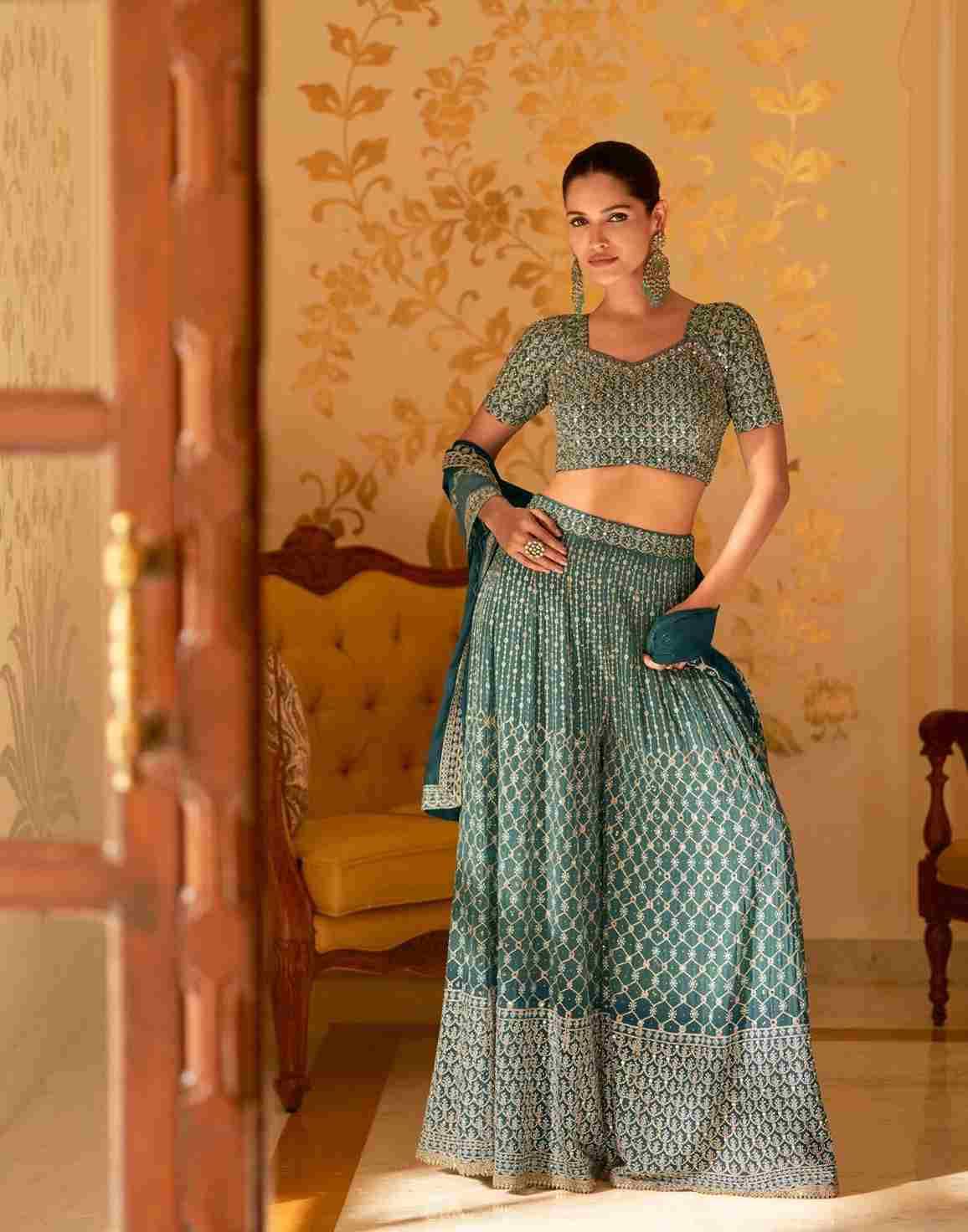 Laskara By Sayuri 5760 To 5764 Series Designer Stylish Fancy Colorful Beautiful Party Wear & Ethnic Wear Collection Georgette Crop Top With Bottom And Dupatta At Wholesale Price