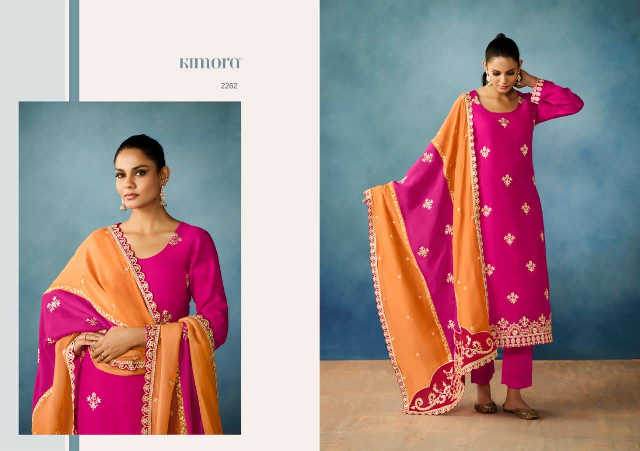 Qala Vol-2 By Kimora Fashion 2261 To 2264 Series Designer Festive Suits Collection Beautiful Stylish Fancy Colorful Party Wear & Occasional Wear Pure Russian Dresses At Wholesale Price
