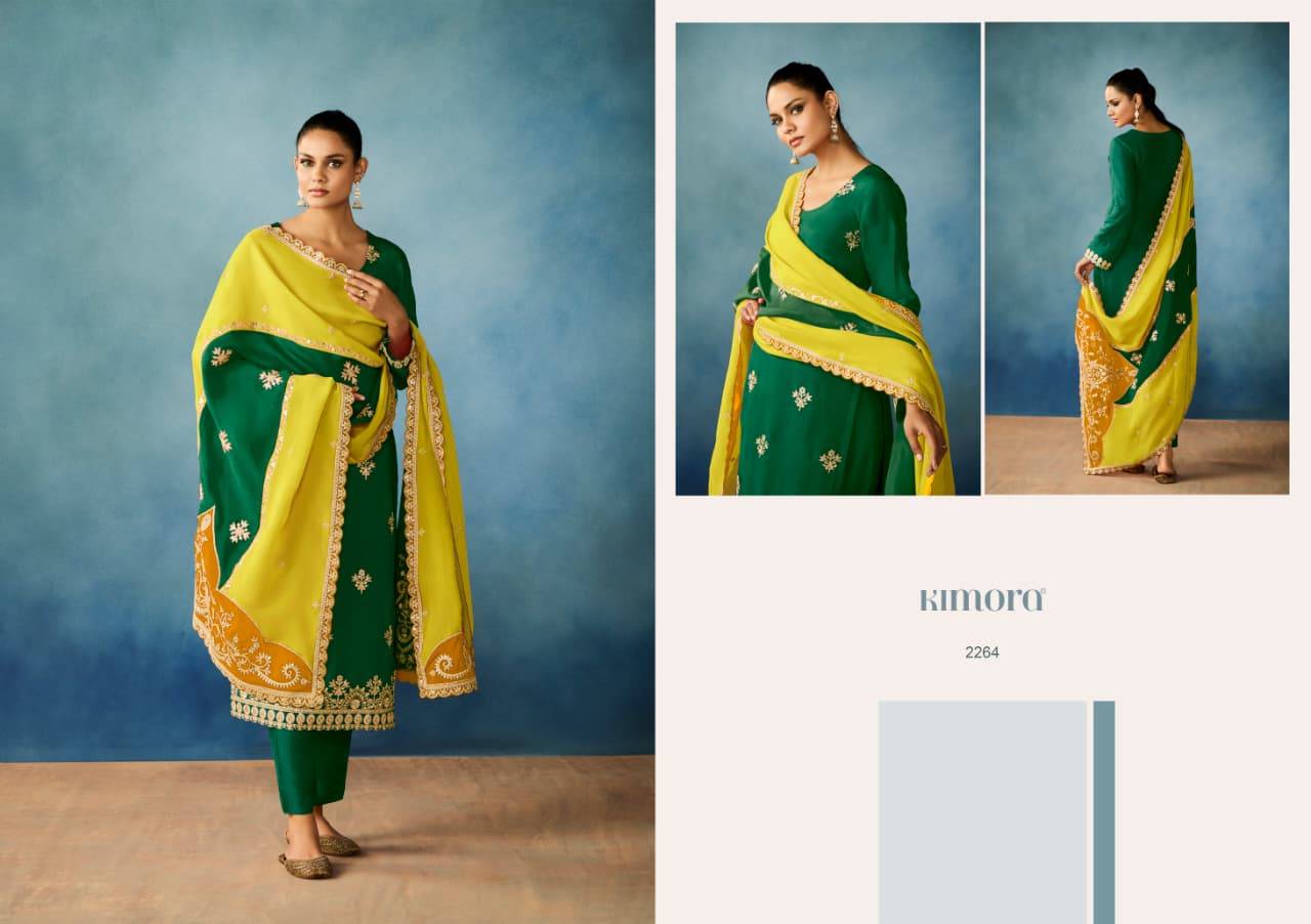 Qala Vol-2 By Kimora Fashion 2261 To 2264 Series Designer Festive Suits Collection Beautiful Stylish Fancy Colorful Party Wear & Occasional Wear Pure Russian Dresses At Wholesale Price