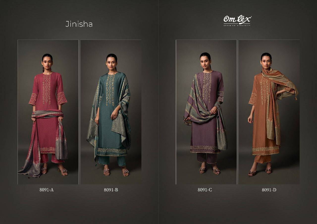 Jinisha By Om Tex 8091-A To 8091-D Series Beautiful Festive Suits Colorful Stylish Fancy Casual Wear & Ethnic Wear Silk Dresses At Wholesale Price
