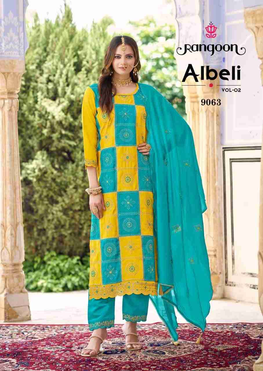 Albeli Vol-2 By Rangoon 9061 To 9064 Series Beautiful Stylish Festive Suits Fancy Colorful Casual Wear & Ethnic Wear & Ready To Wear Silk Dresses At Wholesale Price