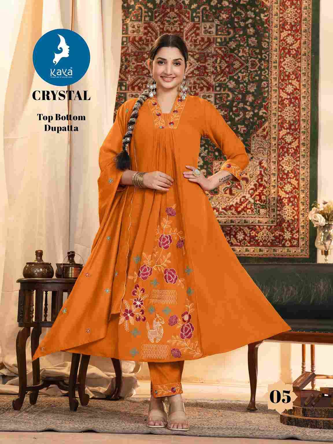 Crystal By Kaya 01 To 06 Series Designer Festive Suits Beautiful Stylish Fancy Colorful Party Wear & Occasional Wear Chanderi Dresses At Wholesale Price