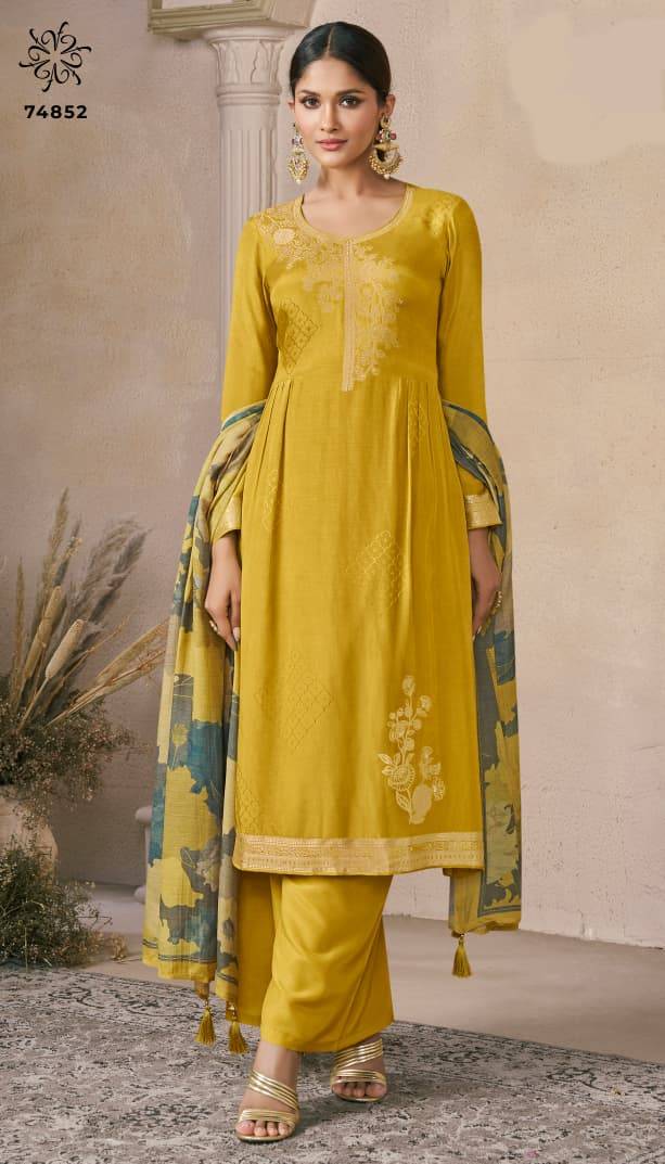 Navya Vol-5 By Kuleesh 74851 To 74854 Series Designer Festive Suits Collection Beautiful Stylish Fancy Colorful Party Wear & Occasional Wear Muslin Dresses At Wholesale Price