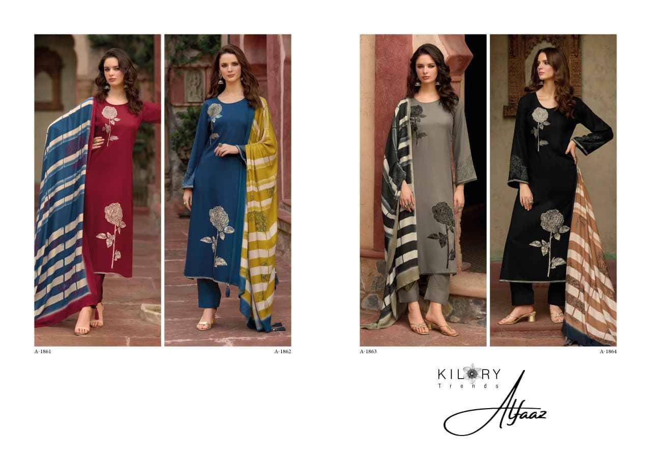 Alfaaz By Kilory 1861 To 1864 Series Beautiful Festive Suits Colorful Stylish Fancy Casual Wear & Ethnic Wear Pure Viscose Pashmina Dresses At Wholesale Price