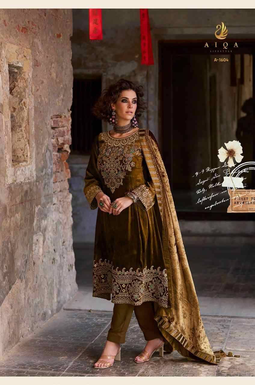 Forest By Aiqa 1601 To 1606 Series Beautiful Festive Suits Colorful Stylish Fancy Casual Wear & Ethnic Wear Pure Viscose Velvet Dresses At Wholesale Price