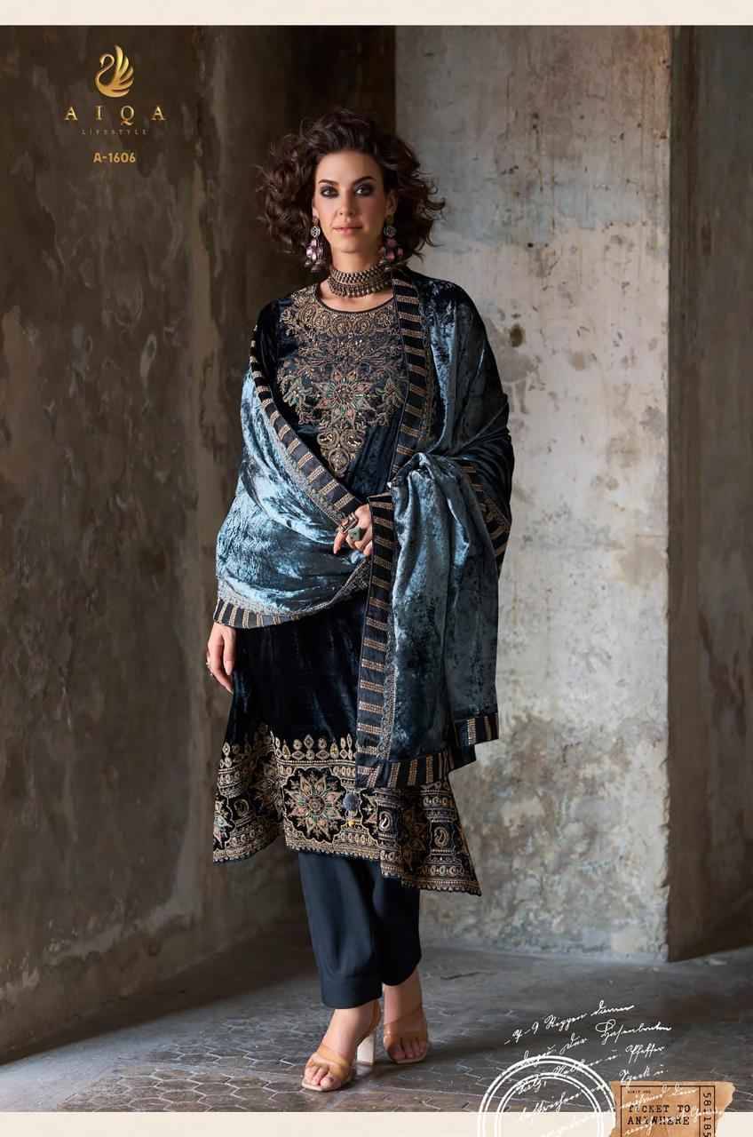 Forest By Aiqa 1601 To 1606 Series Beautiful Festive Suits Colorful Stylish Fancy Casual Wear & Ethnic Wear Pure Viscose Velvet Dresses At Wholesale Price