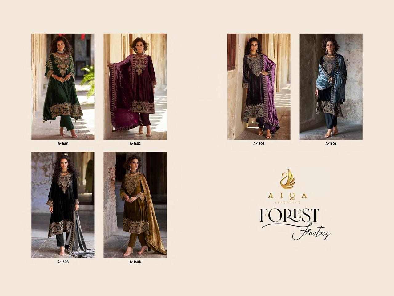 Forest By Aiqa 1601 To 1606 Series Beautiful Festive Suits Colorful Stylish Fancy Casual Wear & Ethnic Wear Pure Viscose Velvet Dresses At Wholesale Price