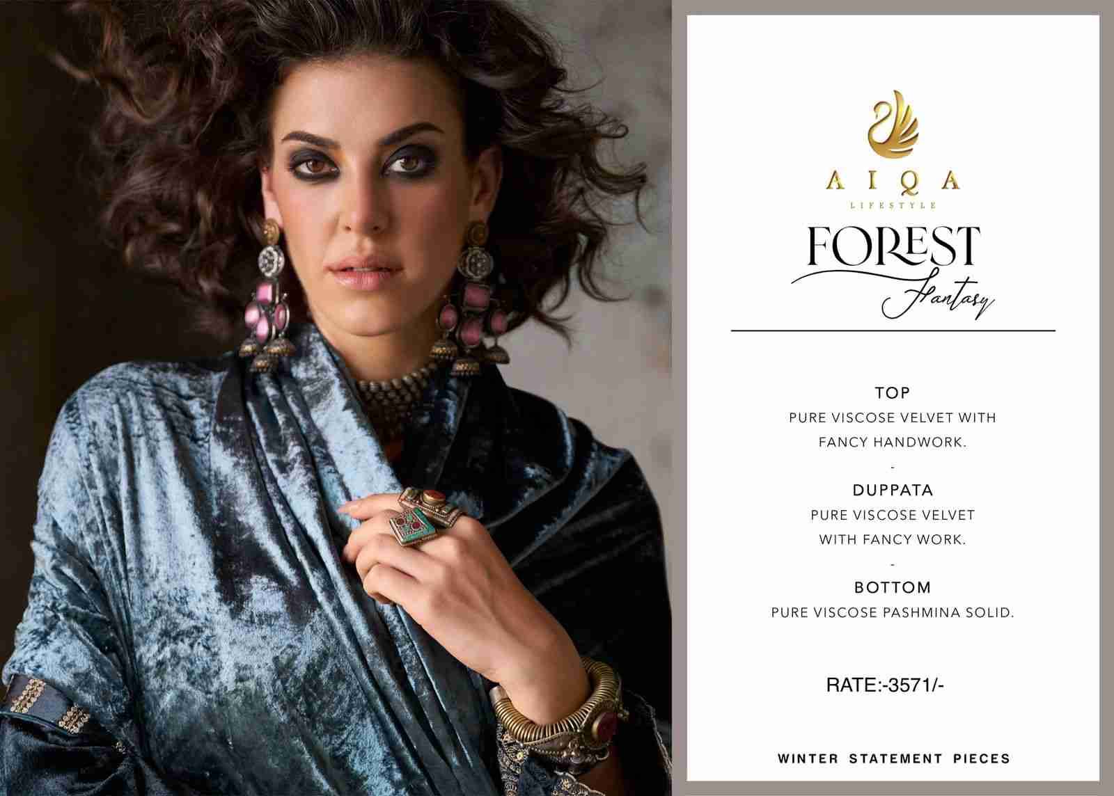 Forest By Aiqa 1601 To 1606 Series Beautiful Festive Suits Colorful Stylish Fancy Casual Wear & Ethnic Wear Pure Viscose Velvet Dresses At Wholesale Price