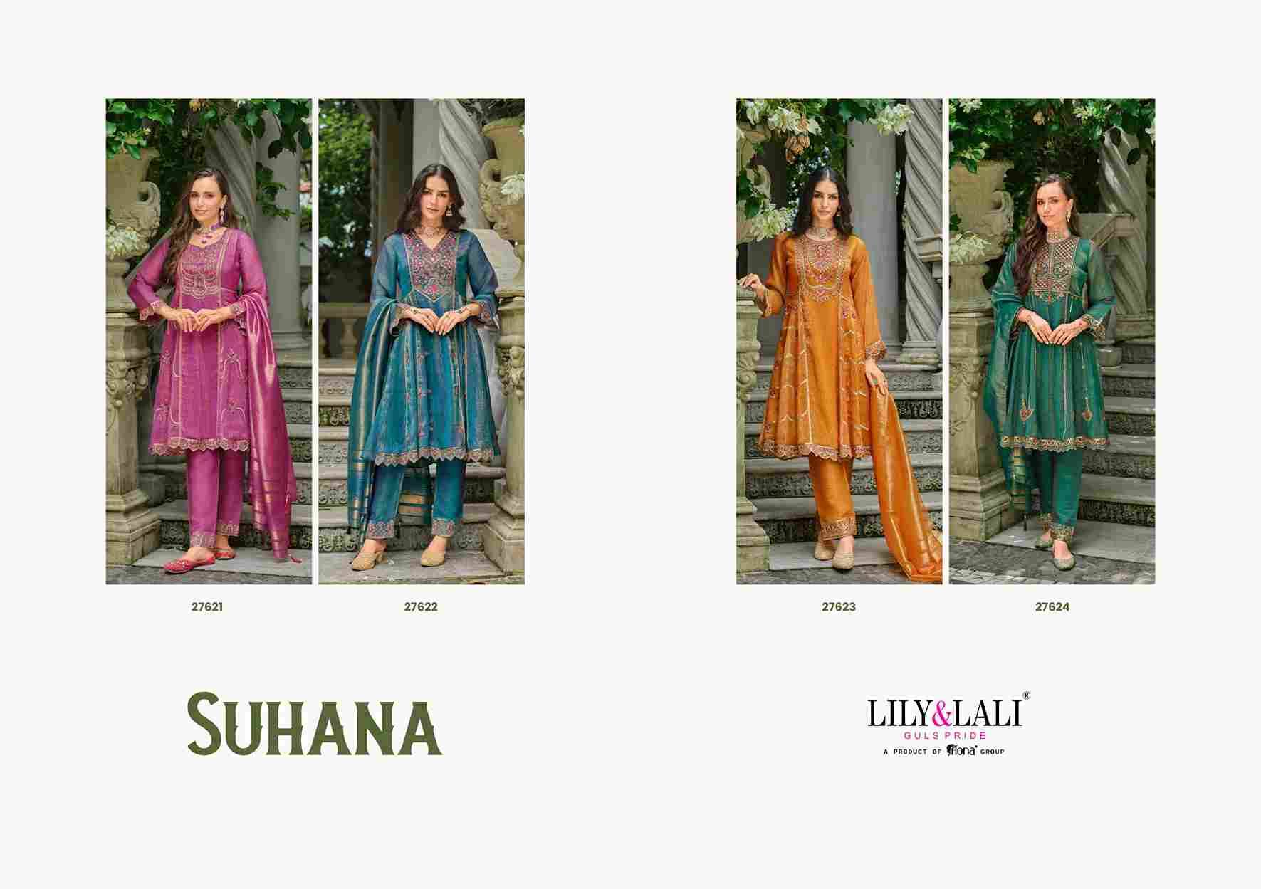 Suhana By Lily And Lali 27621 To 27624 Series Beautiful Festive Suits Colorful Stylish Fancy Casual Wear & Ethnic Wear Simmer Silk Embroidery Dresses At Wholesale Price