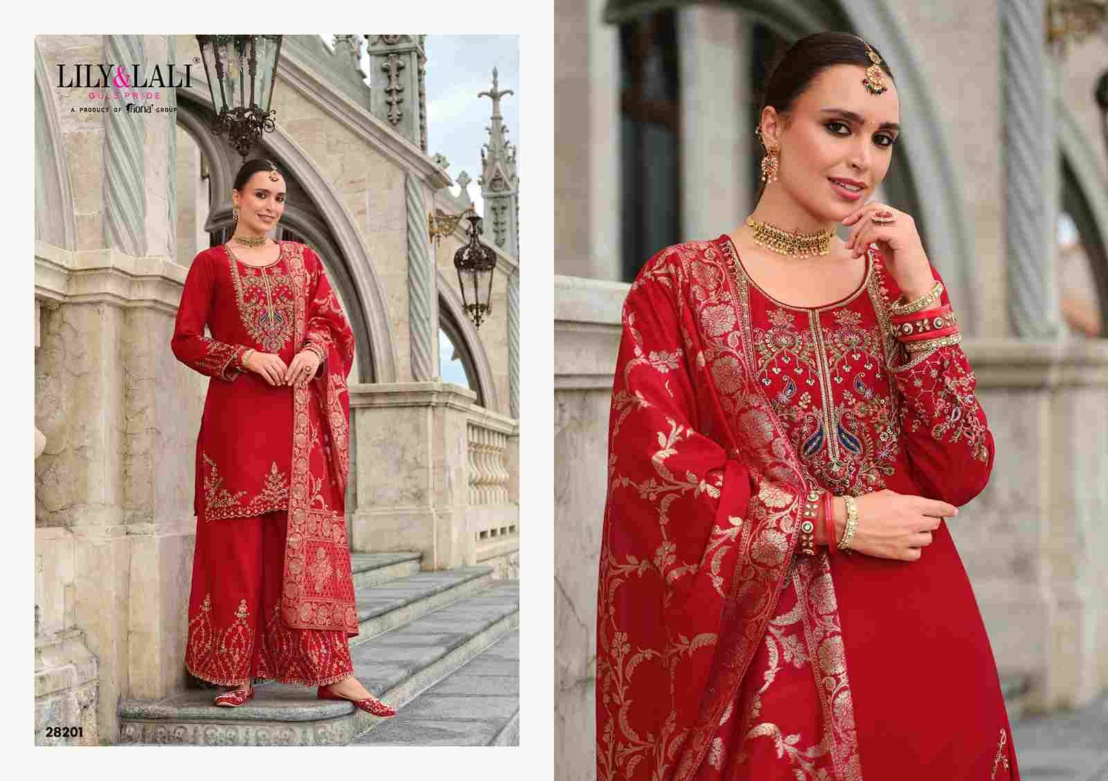 Suhagini By Lily And Lali 28201 To 28204 Series Beautiful Festive Suits Colorful Stylish Fancy Casual Wear & Ethnic Wear Simmer Silk Embroidery Dresses At Wholesale Price