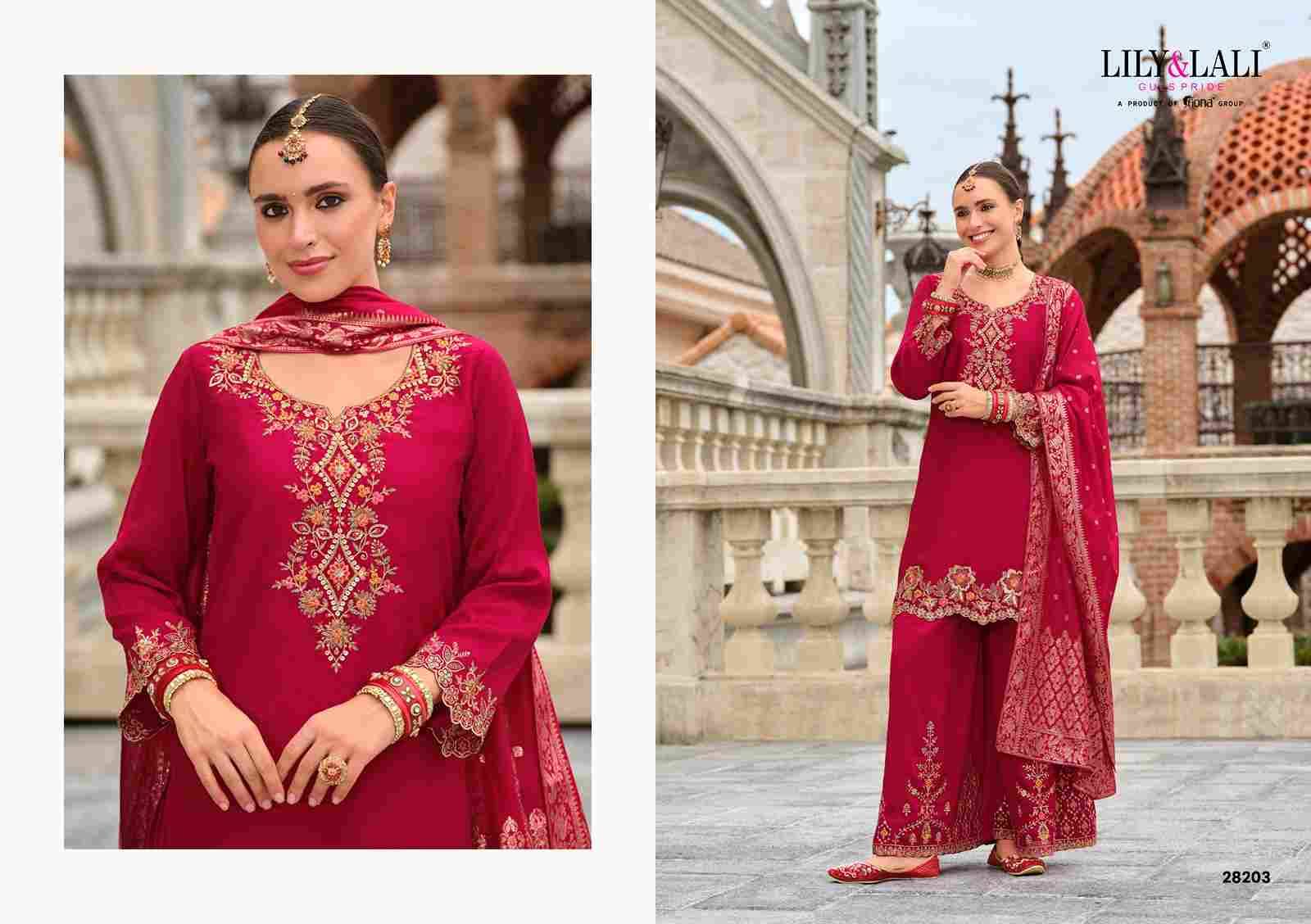 Suhagini By Lily And Lali 28201 To 28204 Series Beautiful Festive Suits Colorful Stylish Fancy Casual Wear & Ethnic Wear Simmer Silk Embroidery Dresses At Wholesale Price
