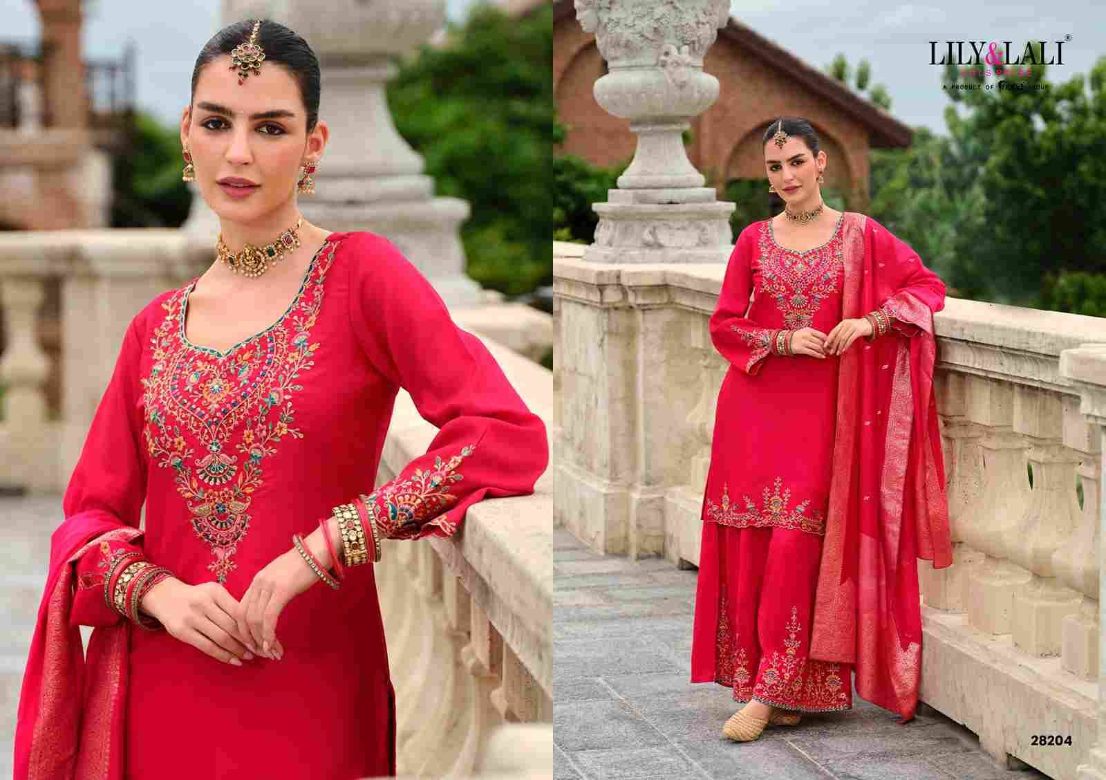 Suhagini By Lily And Lali 28201 To 28204 Series Beautiful Festive Suits Colorful Stylish Fancy Casual Wear & Ethnic Wear Simmer Silk Embroidery Dresses At Wholesale Price