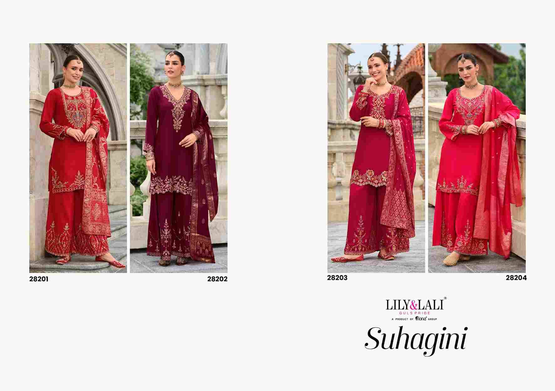Suhagini By Lily And Lali 28201 To 28204 Series Beautiful Festive Suits Colorful Stylish Fancy Casual Wear & Ethnic Wear Simmer Silk Embroidery Dresses At Wholesale Price