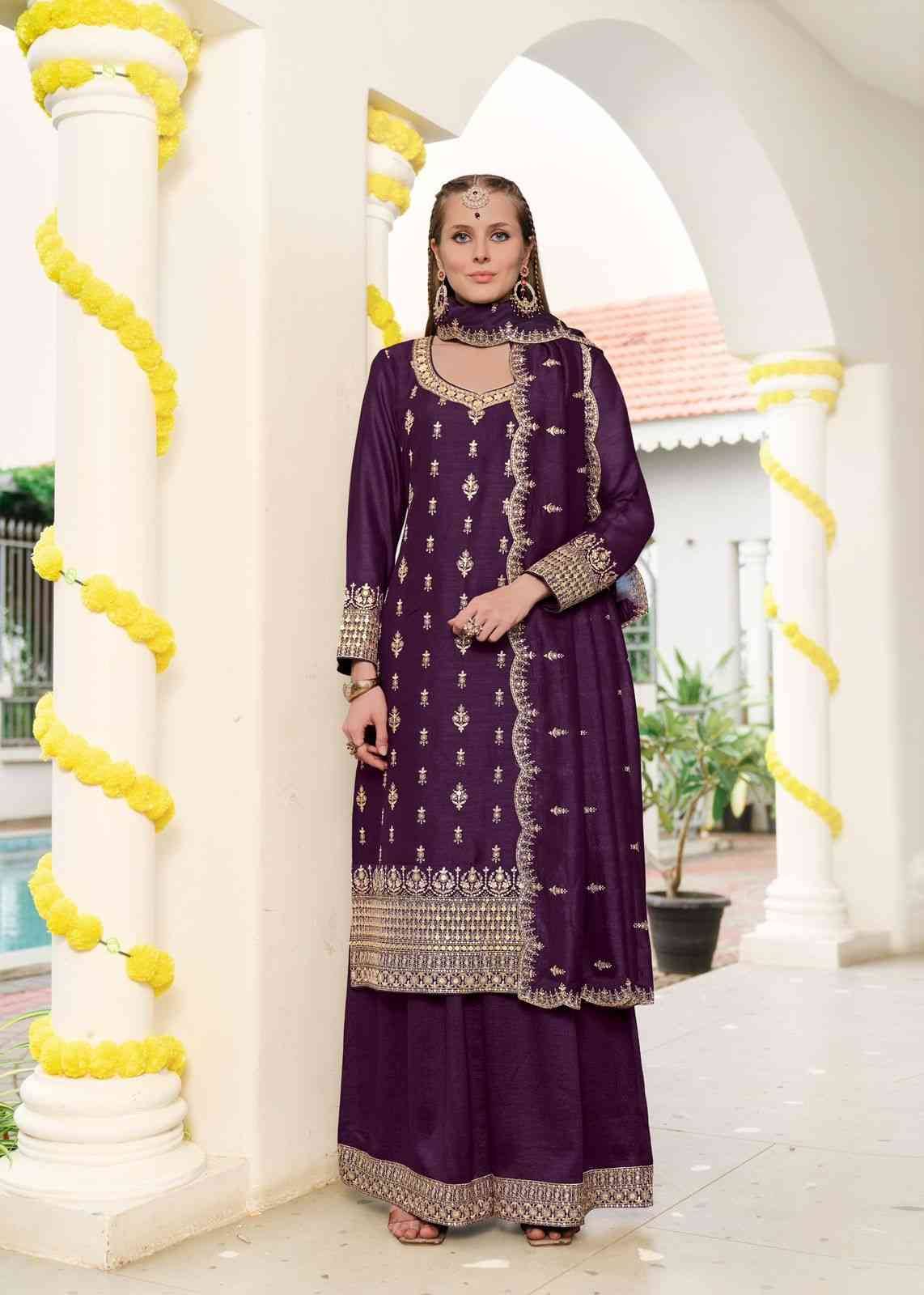 Sangeet By Sanika 10005 To 10007 Series Beautiful Sharara Suits Stylish Fancy Colorful Party Wear & Occasional Wear Premium Vichitra Silk Dresses At Wholesale Price
