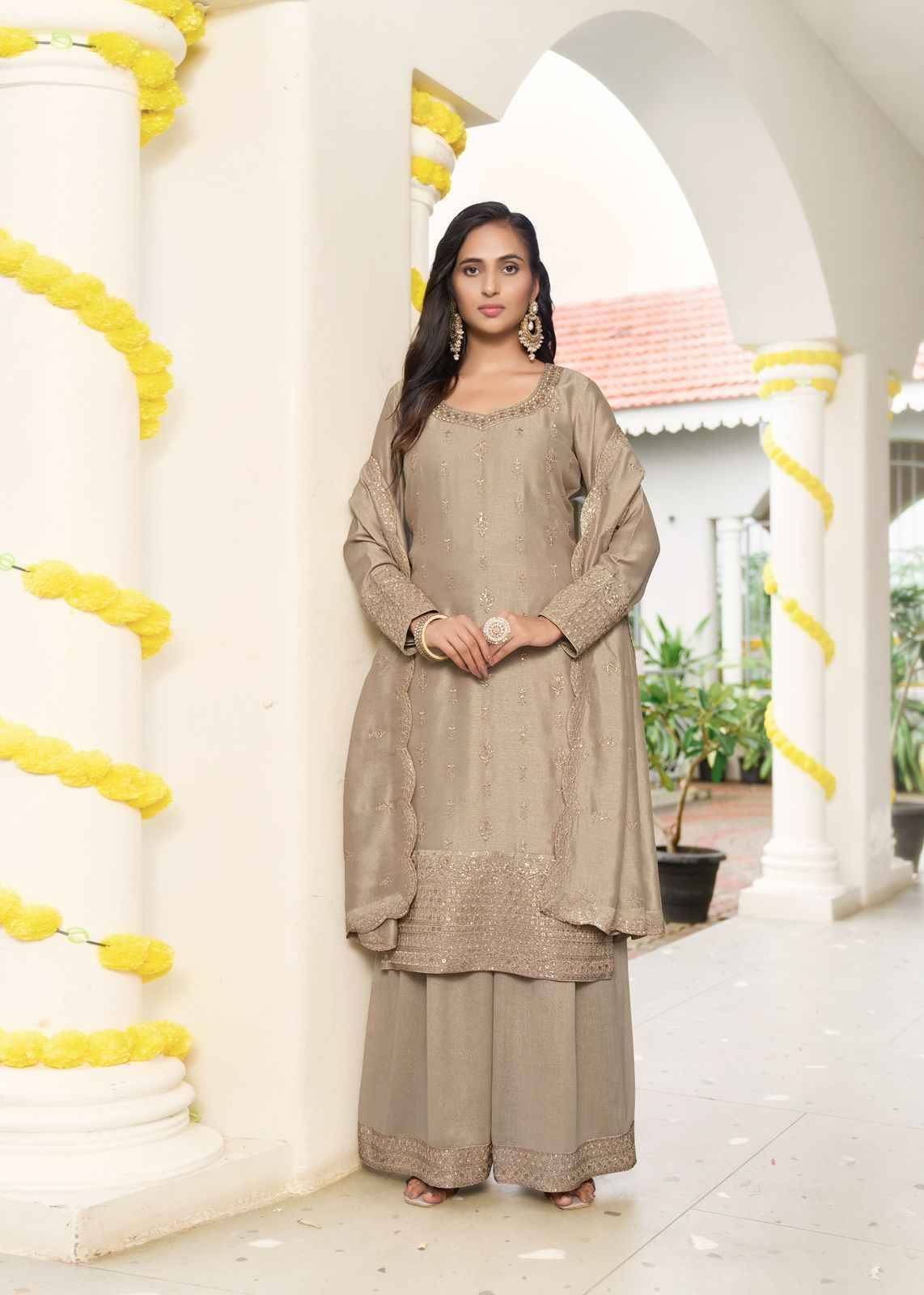Sangeet By Sanika 10005 To 10007 Series Beautiful Sharara Suits Stylish Fancy Colorful Party Wear & Occasional Wear Premium Vichitra Silk Dresses At Wholesale Price