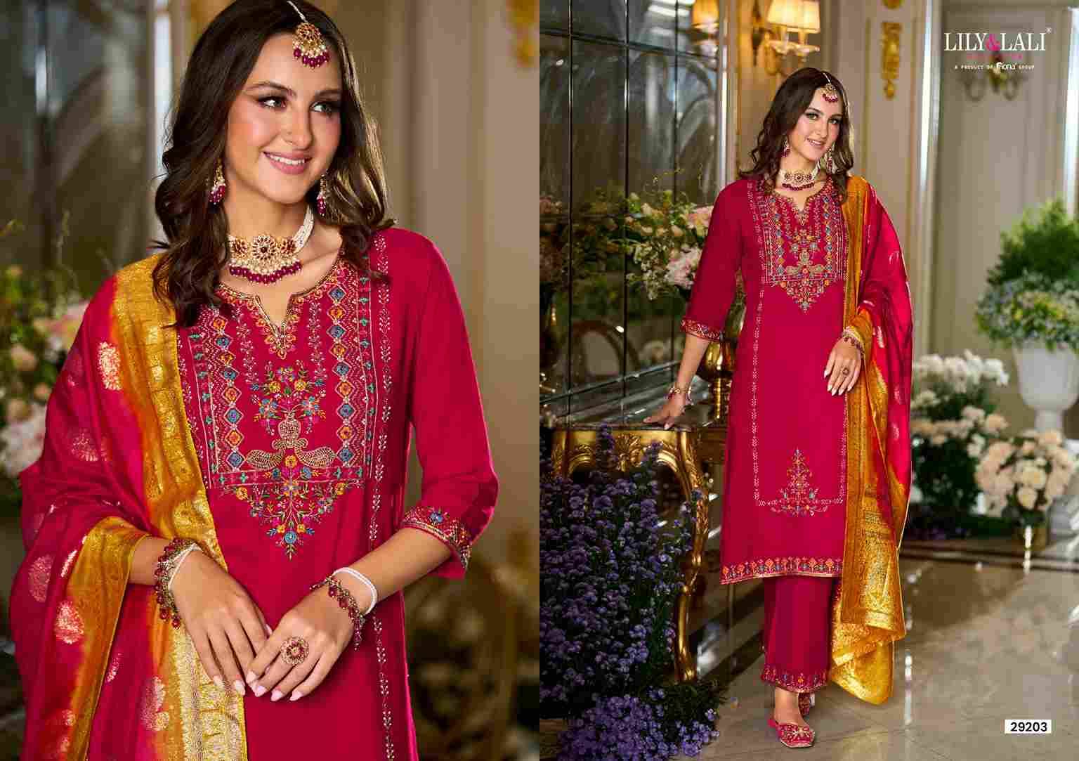 Sitara By Lily And Lali 29201 To 29204 Series Beautiful Festive Suits Colorful Stylish Fancy Casual Wear & Ethnic Wear Viscose Silk Embroidery Dresses At Wholesale Price