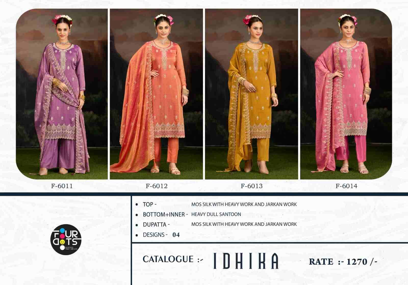 Idhika By Four Dots 6011 To 6014 Series Designer Stylish Fancy Colorful Beautiful Party Wear & Ethnic Wear Collection Silk Dresses At Wholesale Price