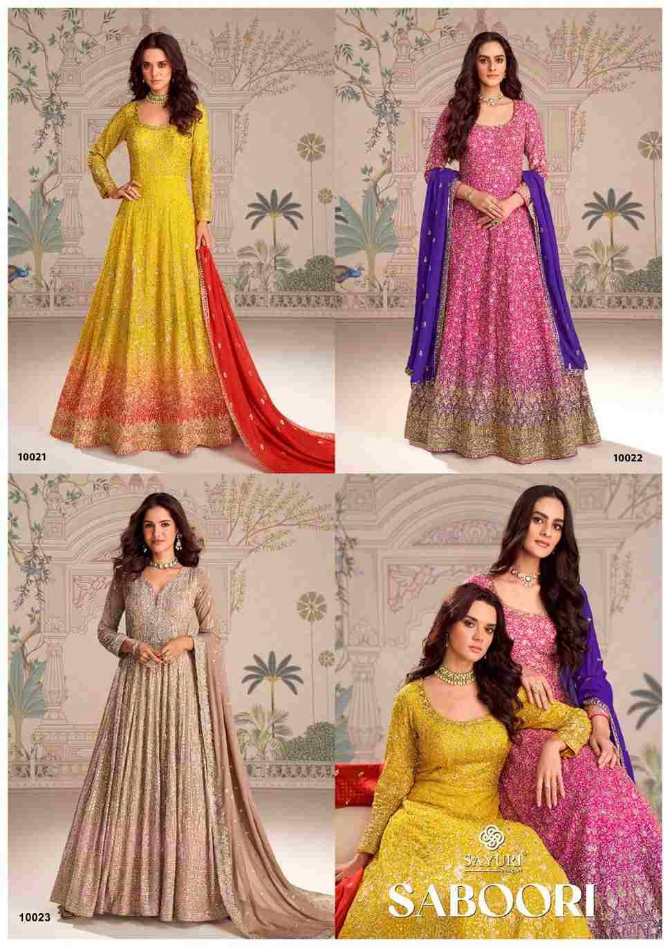 Saboori By Sayuri 10021 To 10023 Series Designer Stylish Fancy Colorful Beautiful Party Wear & Ethnic Wear Collection Premium Georgette Gowns With Dupatta At Wholesale Price